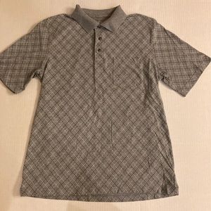 Gray Polo Shirt with Argyle Pattern and Front Pocket Size M